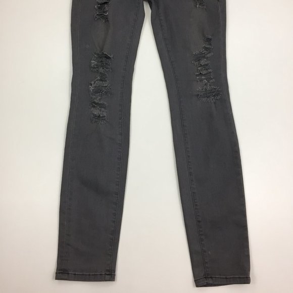 FRAME Denim Le Skinny De Jeanne Grey Shred Wash Distressed 5 Pocket Jeans - Picture 10 of 13
